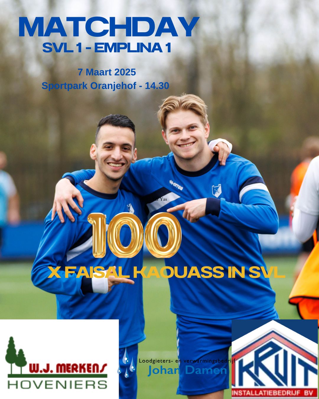 🎉 Mijlpaal voor Faisal Kaouass – 100 wedstrijden in SVL 1! 💙🤍